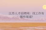 江苏人才招聘网：找工作有哪些好的渠道?